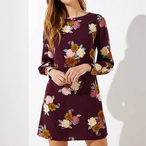 Loft plum floral shift dress
